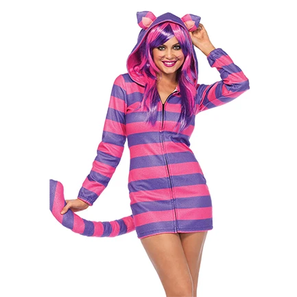 מכירה חמה ספק שמלות מפוארות תחפושת CHESHIRE נעימה תוצרת סין סיטונאי ממפעל תלבושות מסיבת קרנבל יצרן לחג ליל כל הקדושים